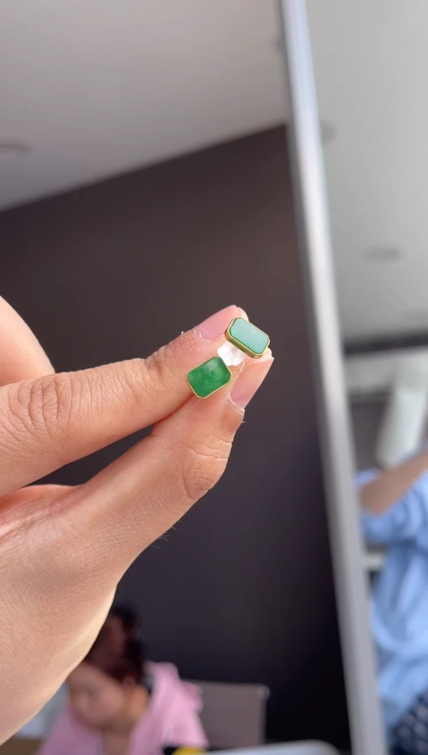 吊坠(不含链)18K金镶嵌翡翠半*糖天然缅甸A货翡翠