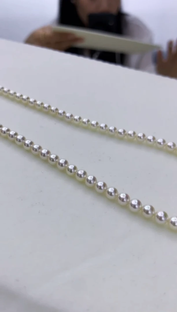银S925镶嵌DA海水珍珠 akoya串链4.5-5MM带昭和证书 GD039
