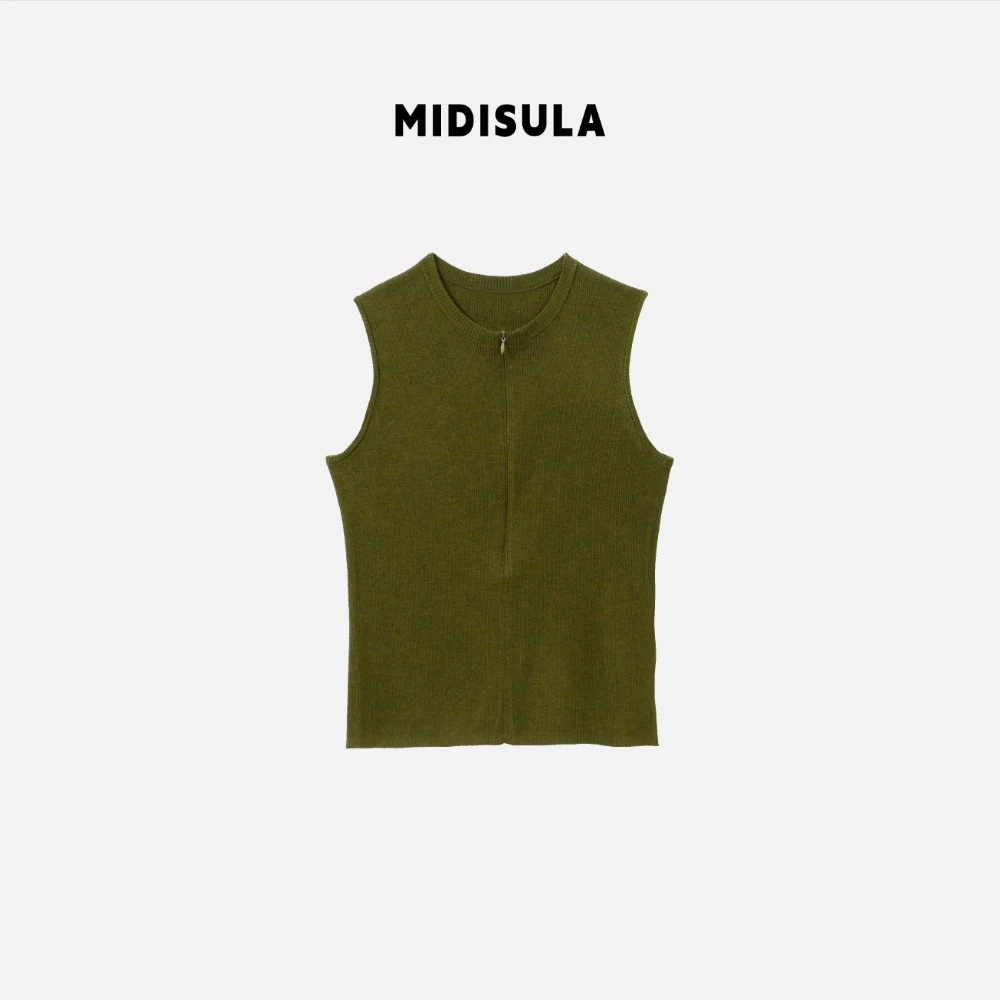 MDSL·时尚百搭舒适显瘦透气半拉链无袖衫#1515