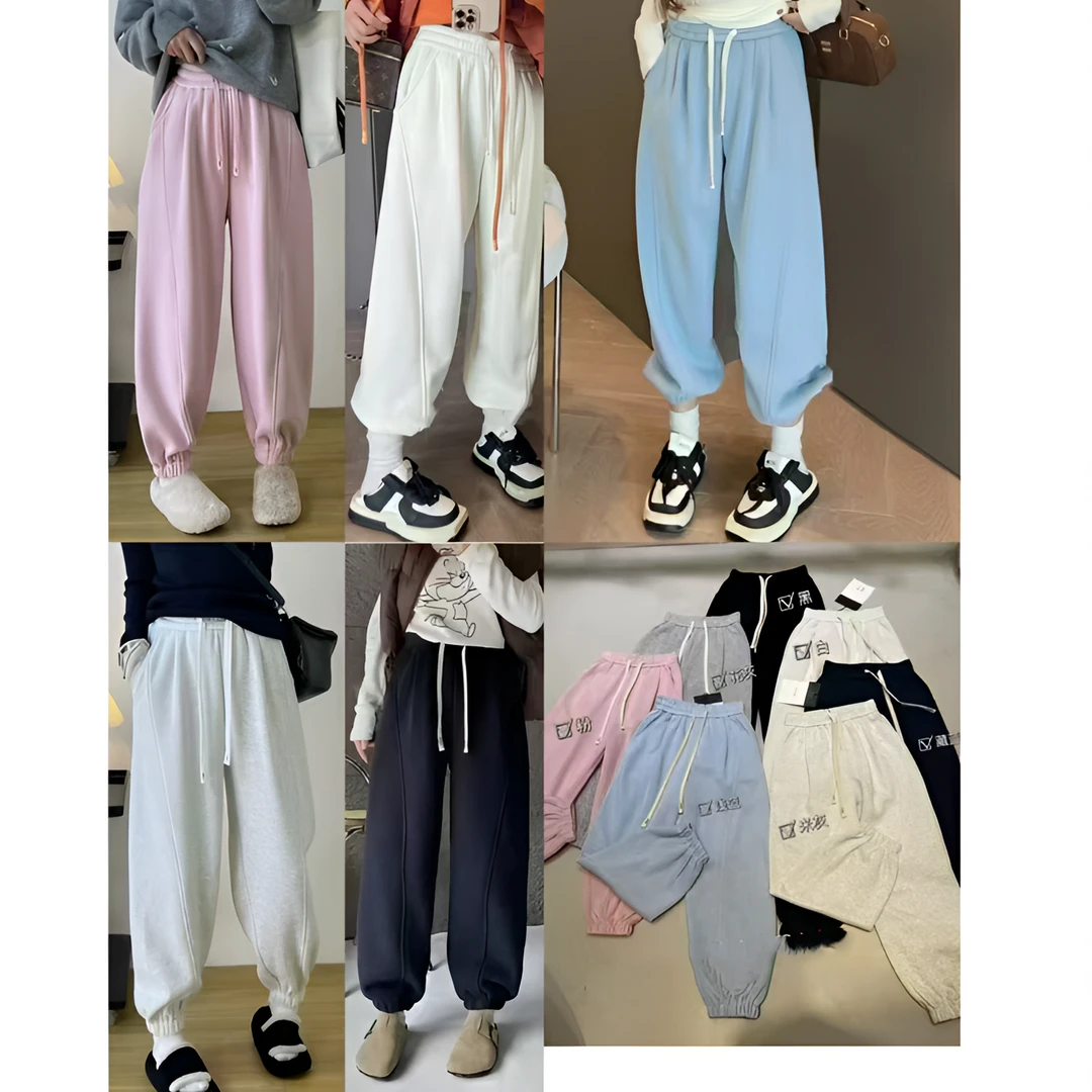 （柚子同款）HM春款运动休闲束口卫裤6606