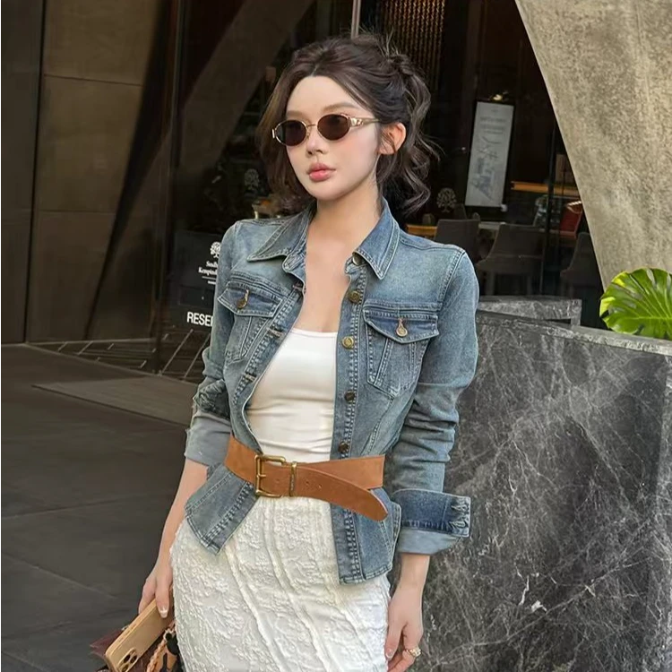 【杂志焦点】牛仔外套2025春季显瘦休闲设计感时尚polo领上衣女