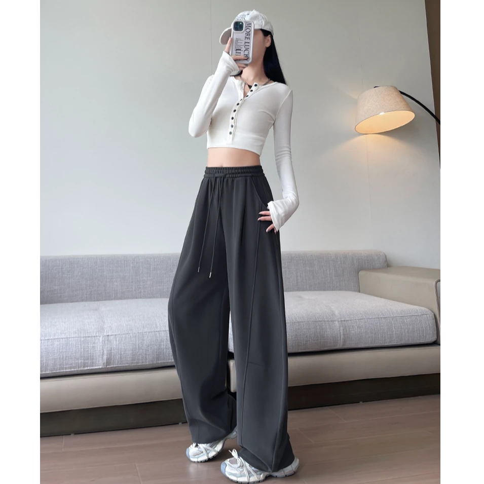 JUYOU-【品质升级版】弯刀香蕉裤运动裤春秋高腰宽松休闲阔腿卫裤