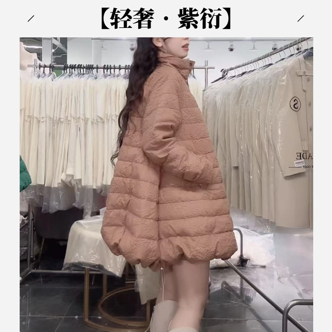 【轻奢•紫衍】NN666纯色冬季韩版短款连帽立领长袖单排羽绒服