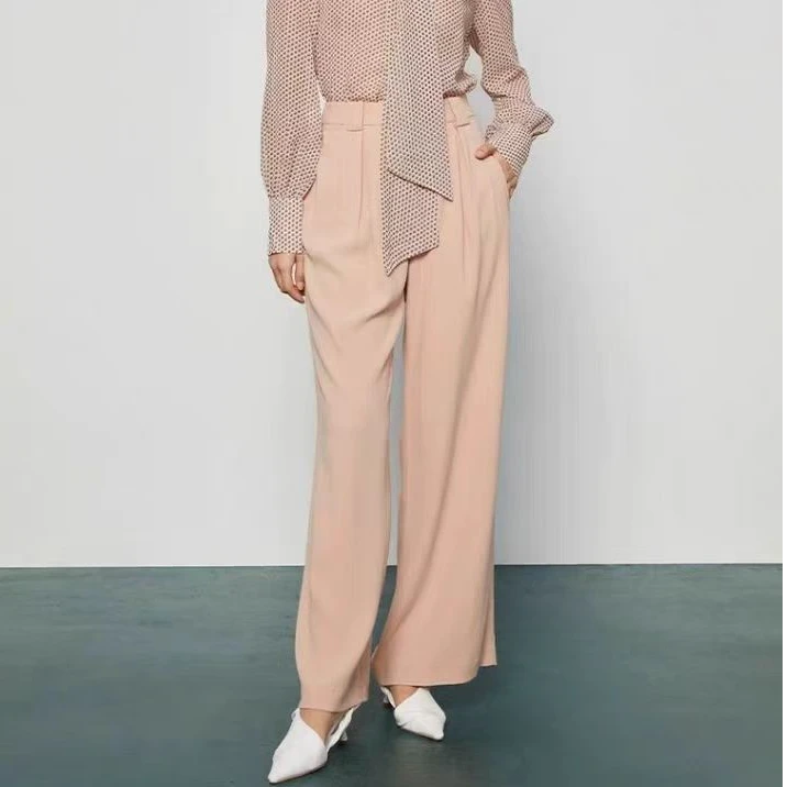 【曼德诗】新款卡其色直筒长裤M130763