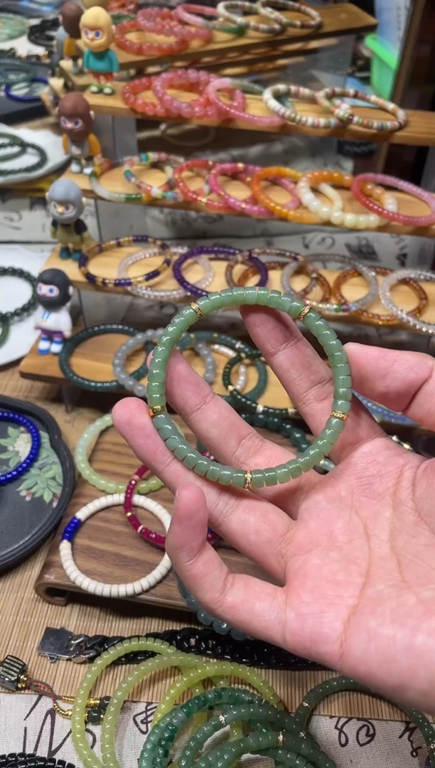 未镶嵌手串和田玉6mm五芒星和田玉碧玉手串