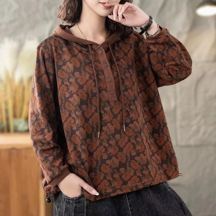 8353新款春季休闲百搭洋气时尚长袖连帽上衣T恤