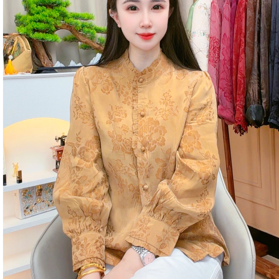 【喜上眉梢】中式改良挂霜设计师老料砂洗气质百搭小衫