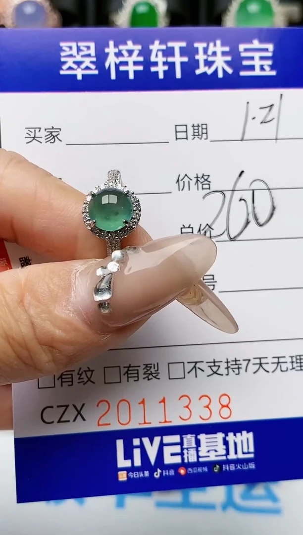 【闪购商品】翡翠戒指银S925镶嵌1338