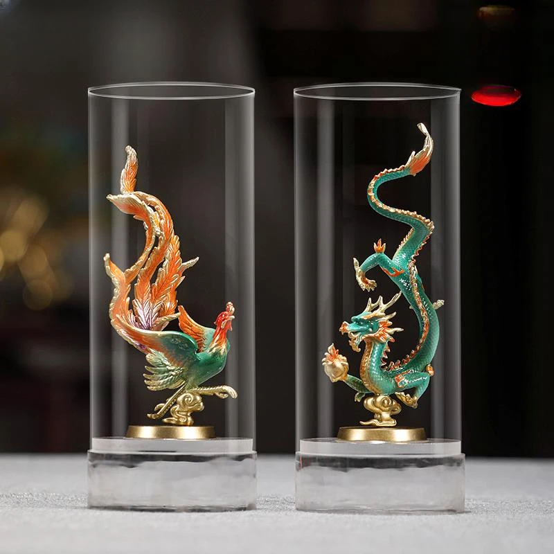 龙凤呈祥龙年铜摆件新年生肖吉祥物办公室玄关装饰品新婚结婚礼物