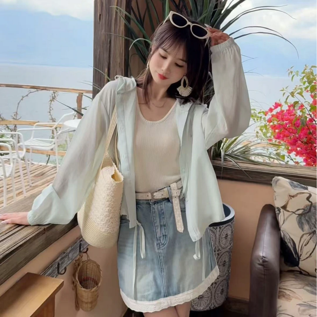 ZY服饰 夏装 浅薄荷绿防晒带帽外套