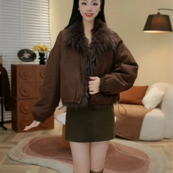 2025常规款宽松型冬季加厚毛毛外套网红-122-恋恋-咖色毛毛款
