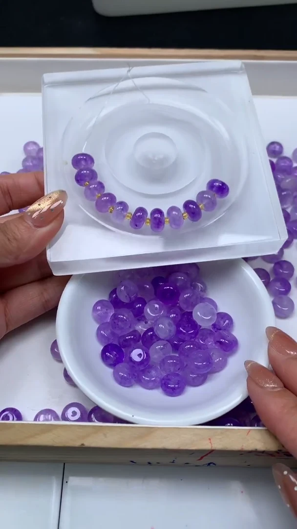 未镶嵌散珠碧玺E133 冰紫碧玺6*10mm10个6.8元