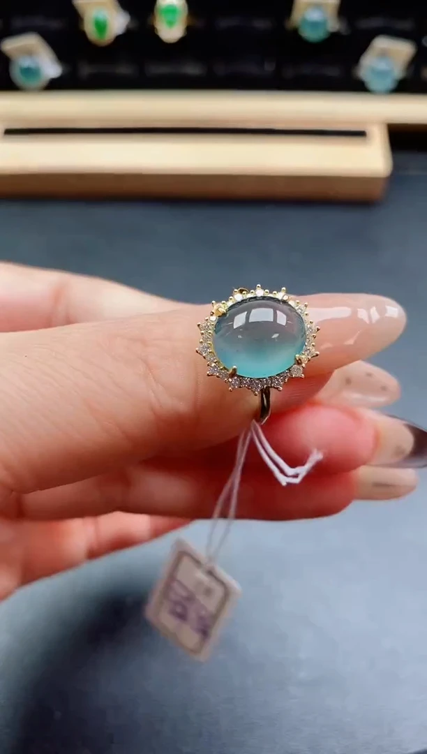 银S925镶嵌戒指翡翠1