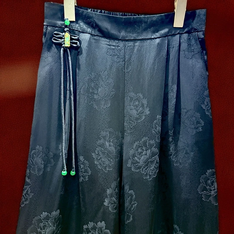 <<非遗美学>>气质百搭直筒提花新中式中国风裤T1419