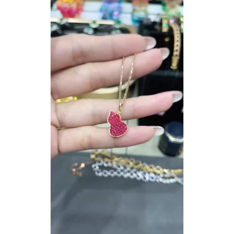 18K金镶嵌红宝石吊坠葫芦款(不含链)