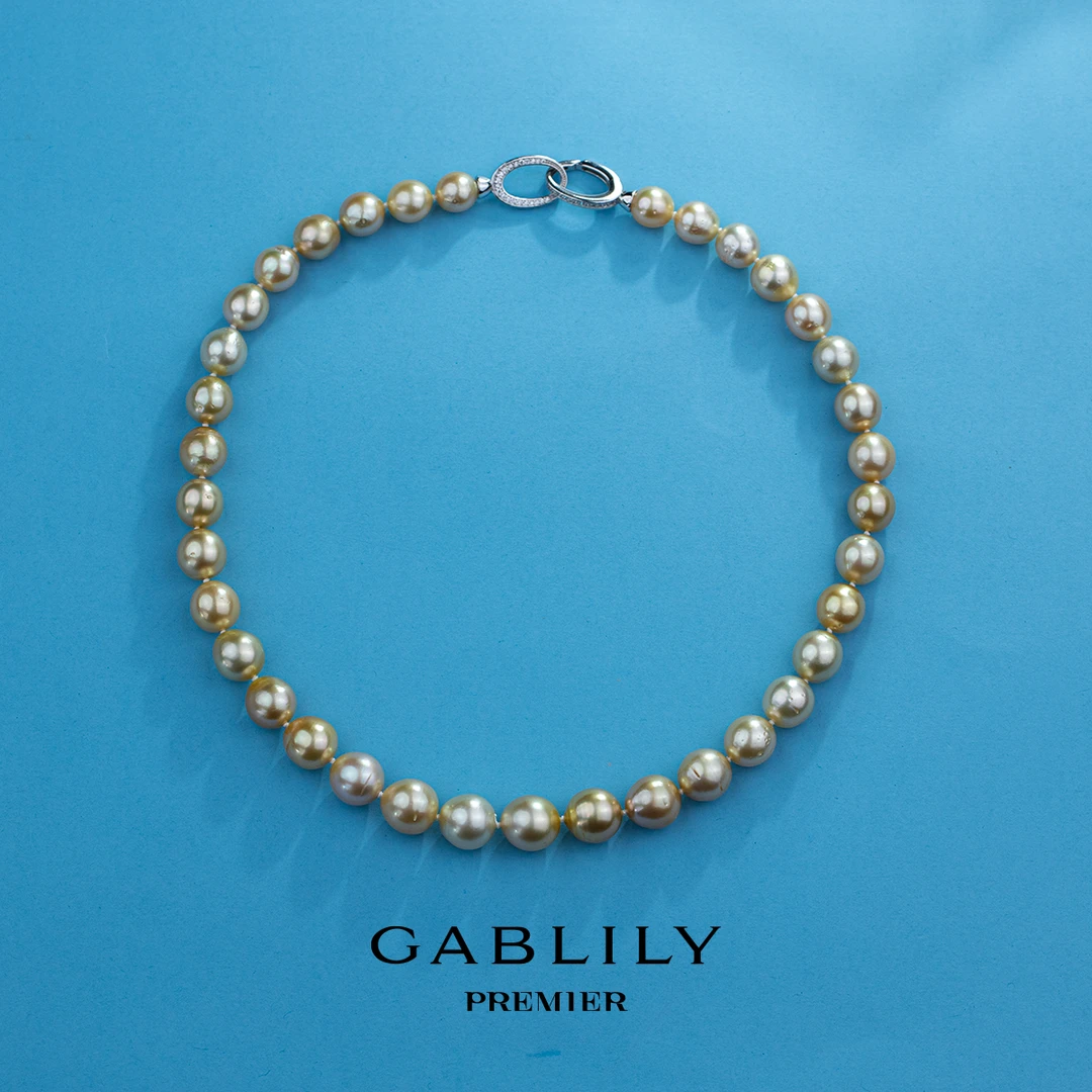 珈白丽【昕昕】海水珍珠金珠S925银项链9-12mm多样性发货1件