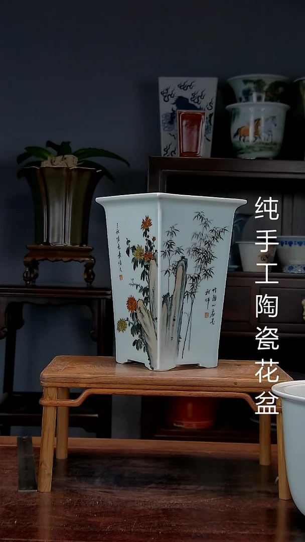 景德镇手工陶瓷 花盆