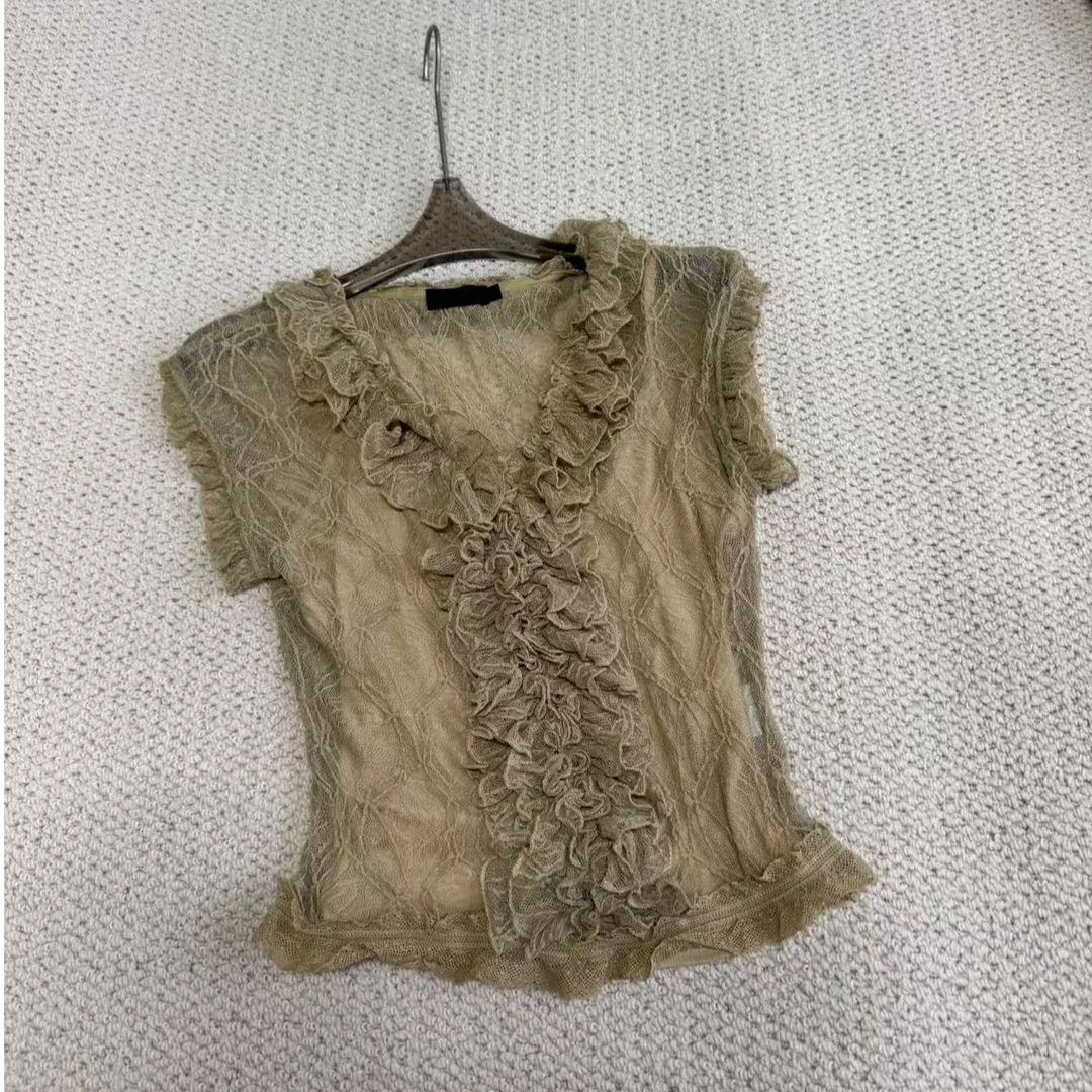 Amono-【花季少女】木耳边弹力小女人气质两件套