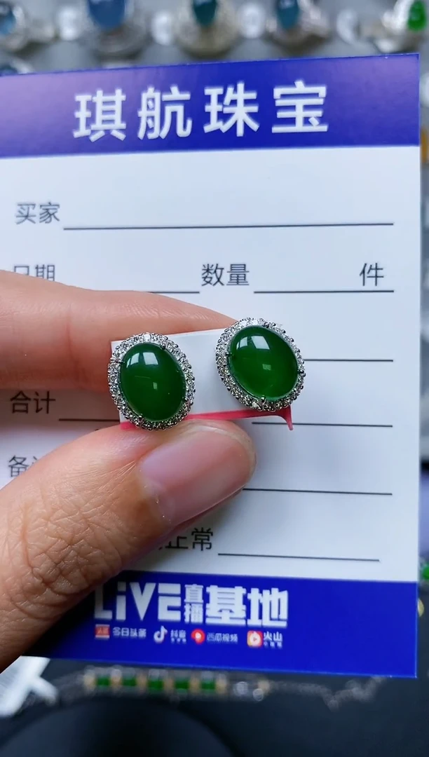 【闪购商品】翡翠耳饰银S925镶嵌0445