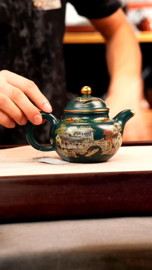 茶壶紫砂苏门答腊青 掇球 忆江南珐琅彩