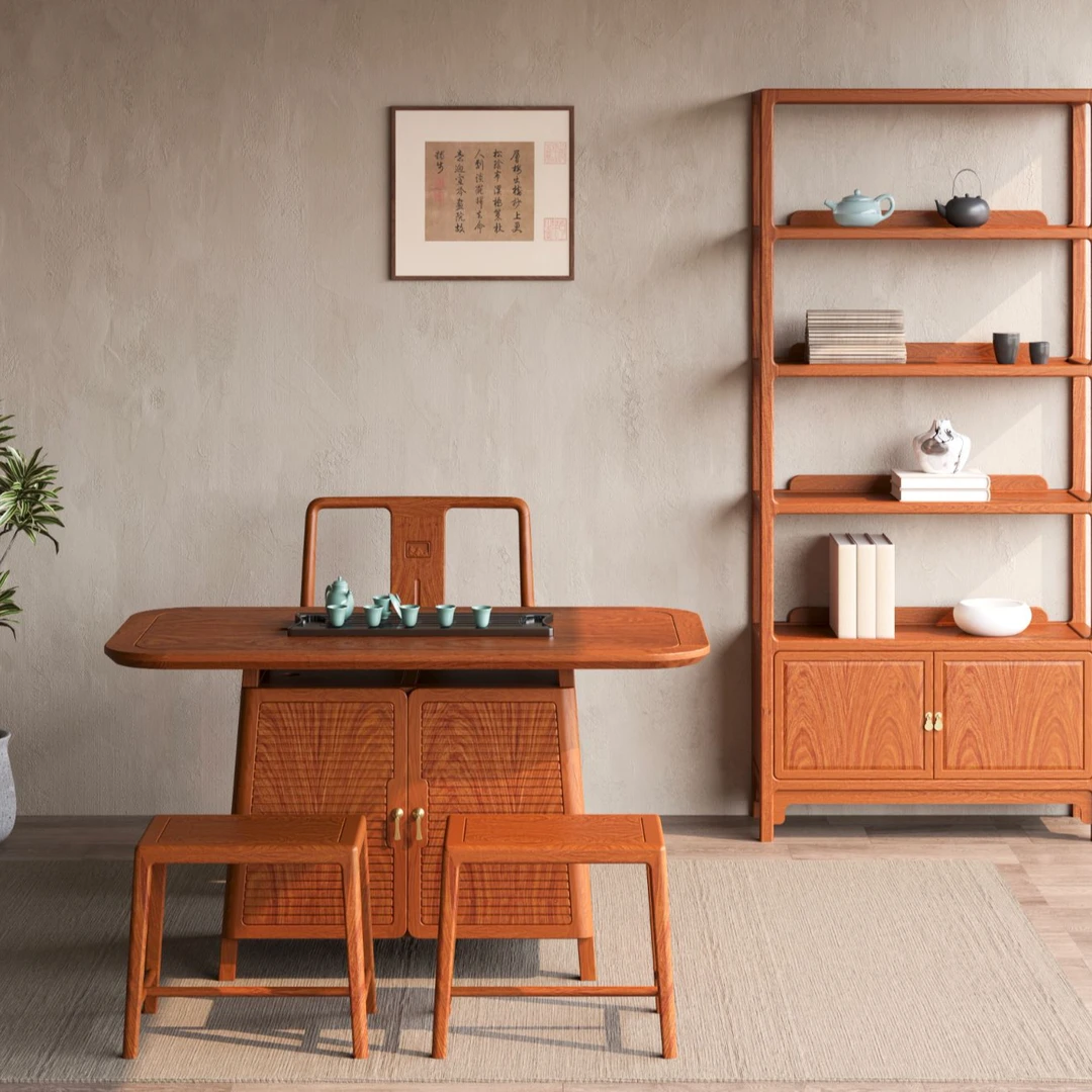 刺猬紫檀 国标红木 小茶台 行云流水茶台 1.2米1.36米干泡台 茶台