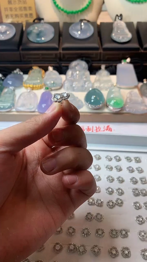合金翡翠耳饰 4076-铜镶多样性发一