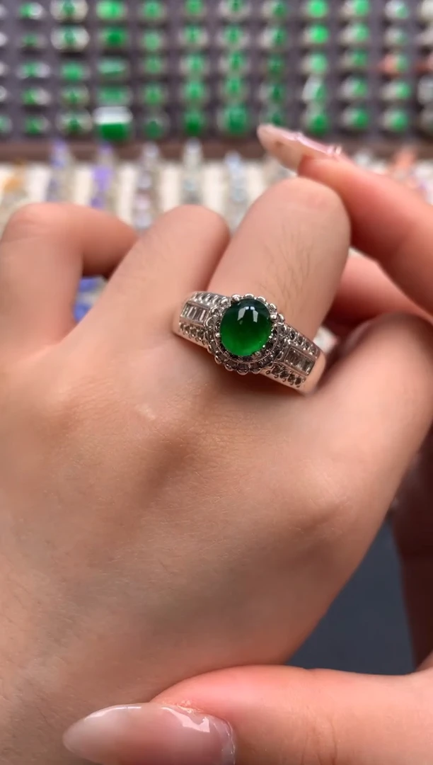 翡翠戒指未镶嵌天然缅甸A货翡翠未镶嵌 粉丝福利