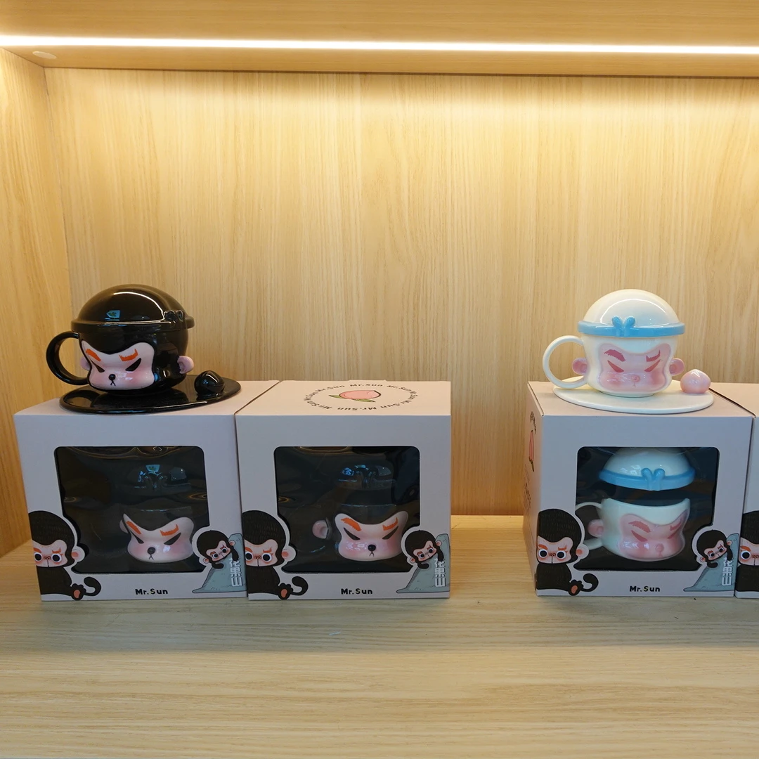 Mr.Sun陶瓷杯三件套手柄款公仔仪式感咖啡茶自制饮品杯