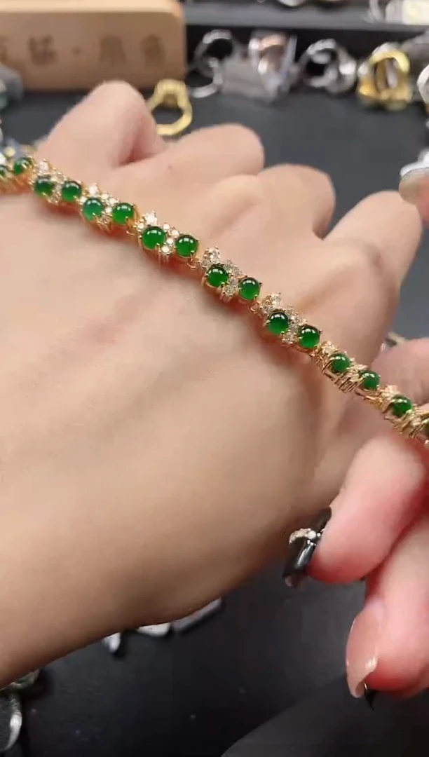 银S925镶嵌戒指翡翠1515-4