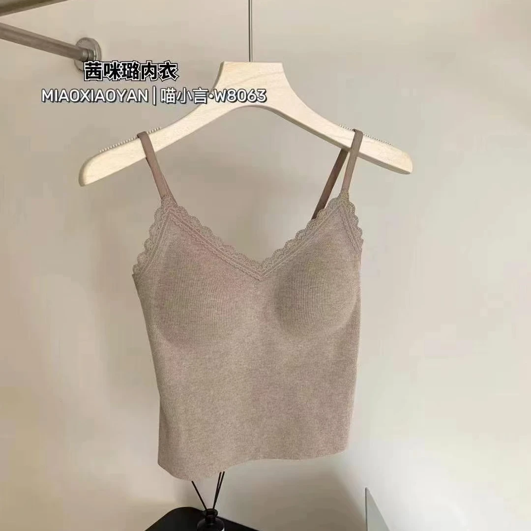 韩系ins风螺纹背心内衣女V领吊带百搭外穿简约透气打底美背8056