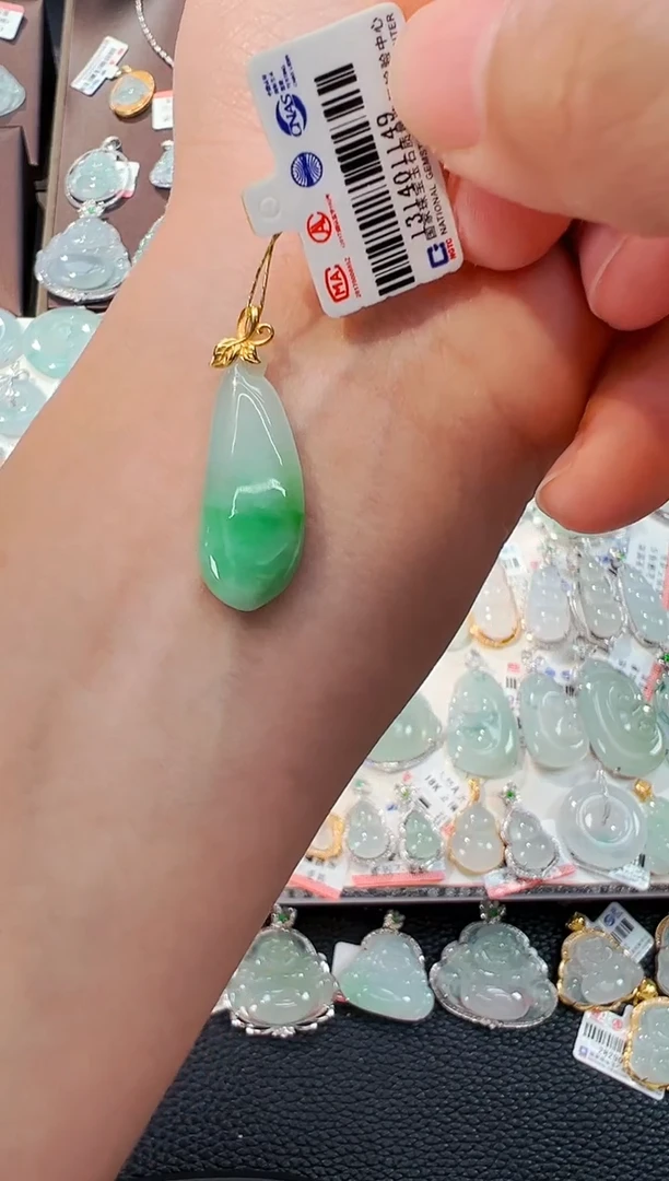 翡翠18K金镶嵌吊坠(不含链)福瓜吊坠1149
