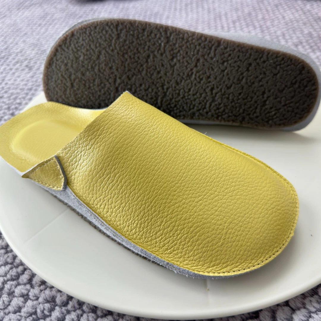 【鞋冬季大湿】02真牛皮荔枝纹正面半拖居家时尚百搭舒适高端平软底