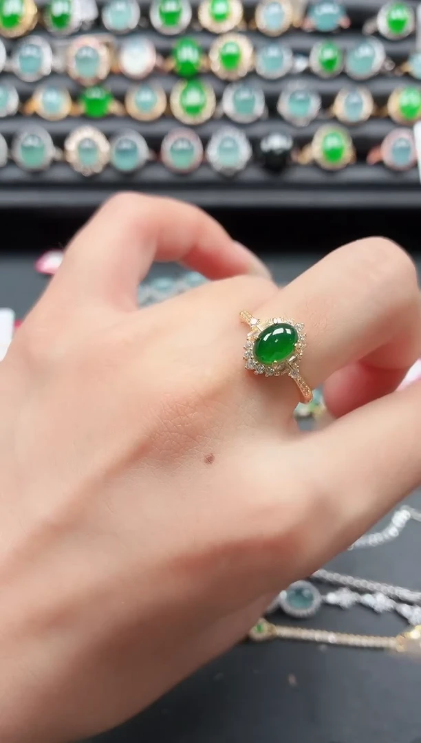 翡翠戒指银S925镶嵌11111
