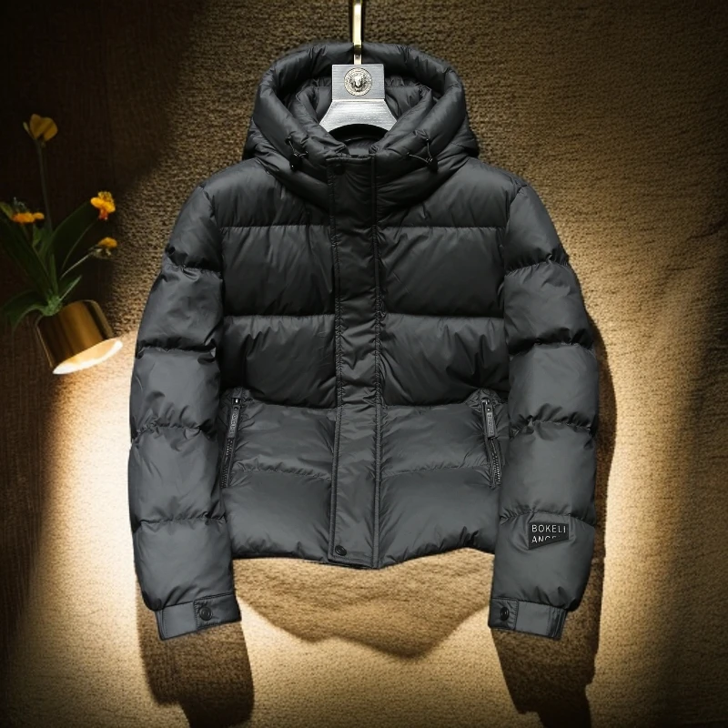 维斯克纳商务休闲净版连帽羽绒服男秋冬季新款保暖简约男士外套潮