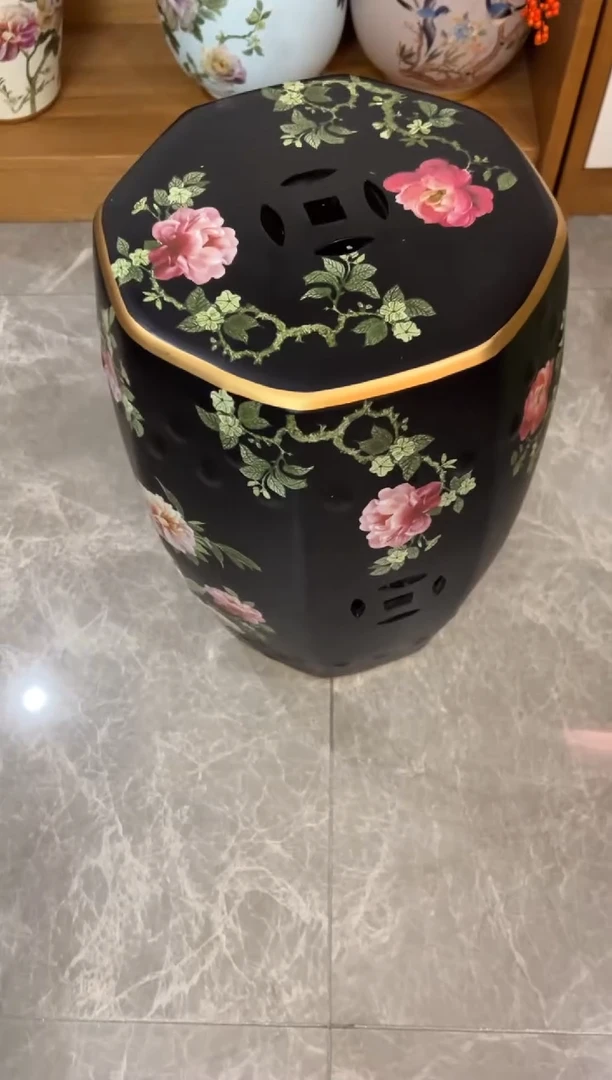 外贸陶瓷家居百货-陶瓷八角凳