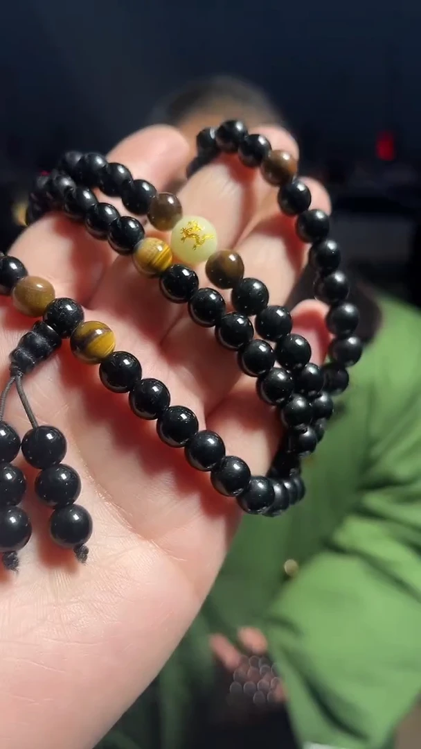 【闪购商品】黑曜岩手链未镶嵌天然DIY多圈手串多样性发一8mm