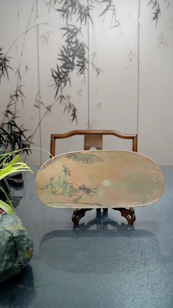 【闪购商品】30/15公分苴却砚伯牙抚琴干泡