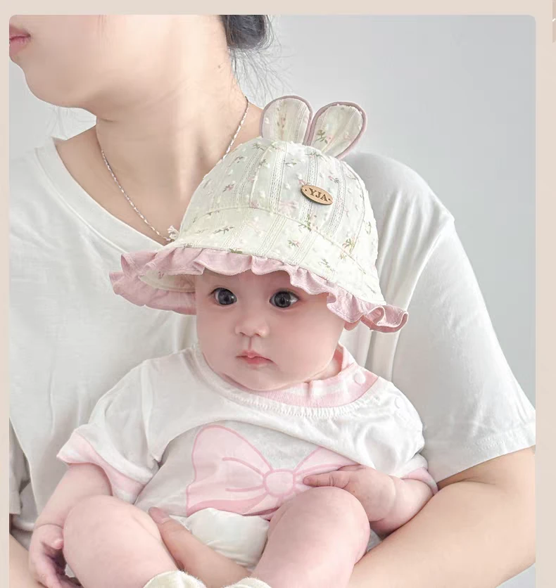 婴儿帽子夏季薄款宝宝女空顶遮阳防晒帽婴幼儿大帽檐渔夫帽太阳帽
