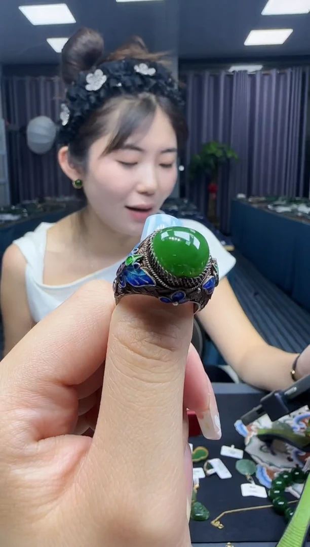 和田玉戒指银S925镶嵌1
