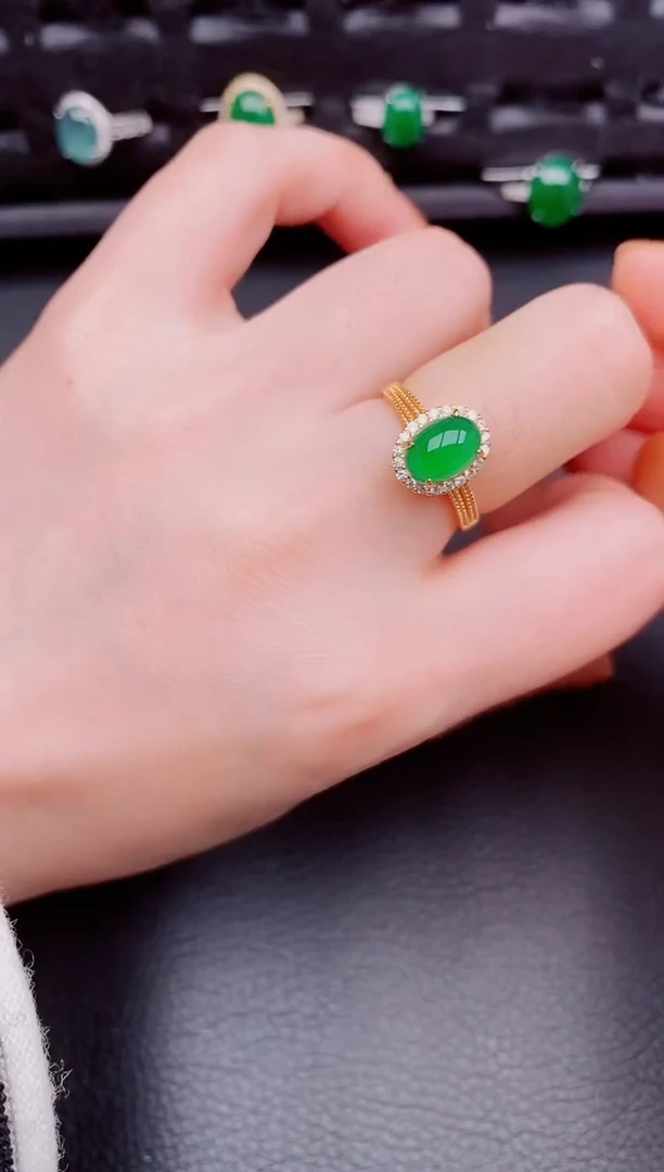【闪购商品】翡翠戒指银S925镶嵌天然a货翡翠260