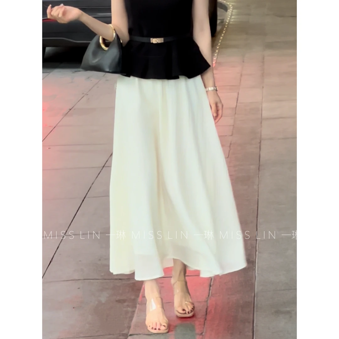 LZQ｜月影织华～夏季气质款米白色半身裙时尚半裙XMZH8186裙子女装