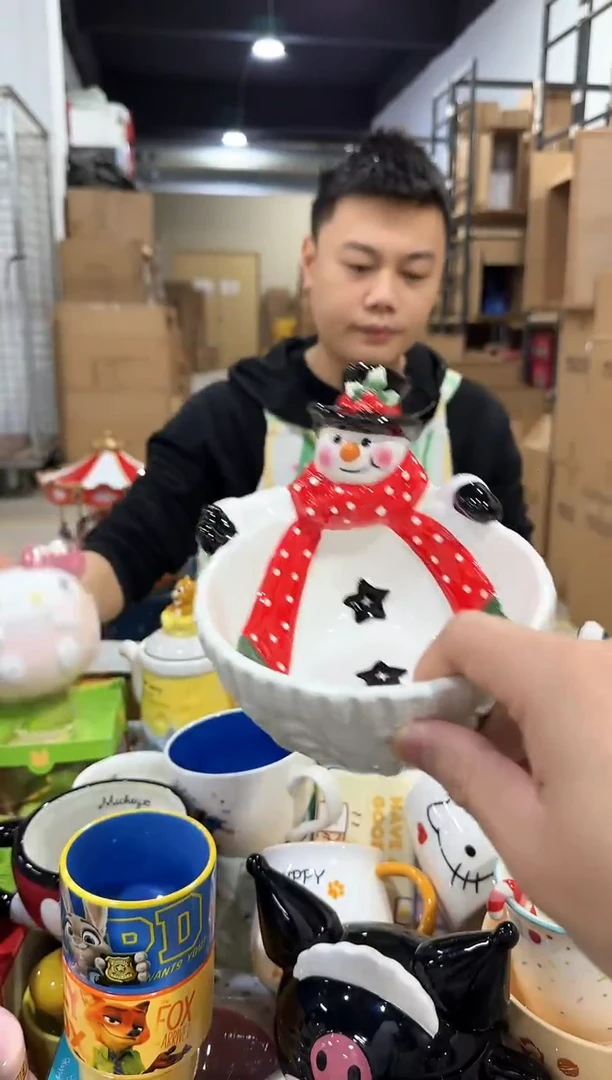 瓷片原盒雪人碗