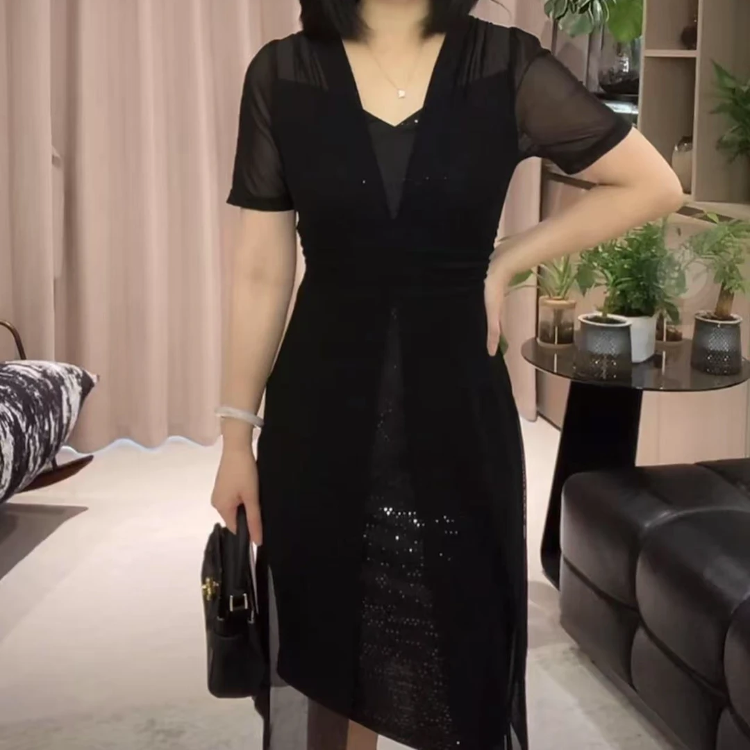 【假两件】轻奢原创自制高级感气质显瘦女人味高级感连衣裙YF25261