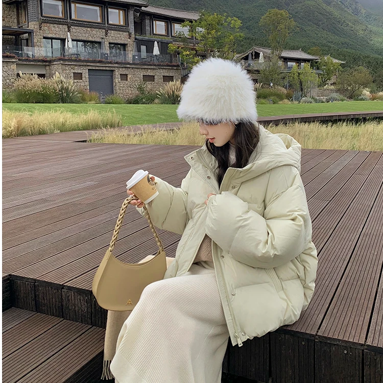 2024年新款连帽羽绒服女宽松东大门五防加厚白鸭绒外套