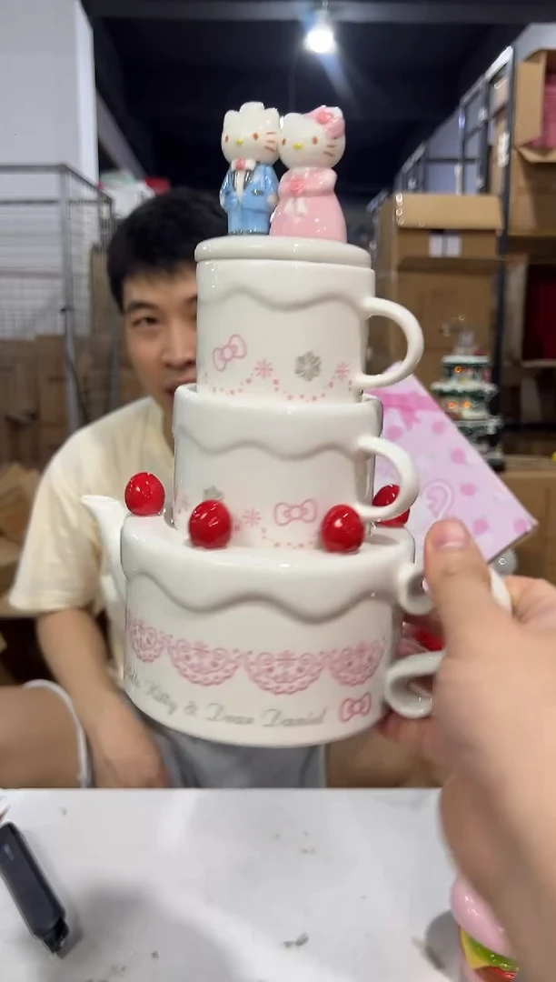 瓷片原盒KT结婚茶壶