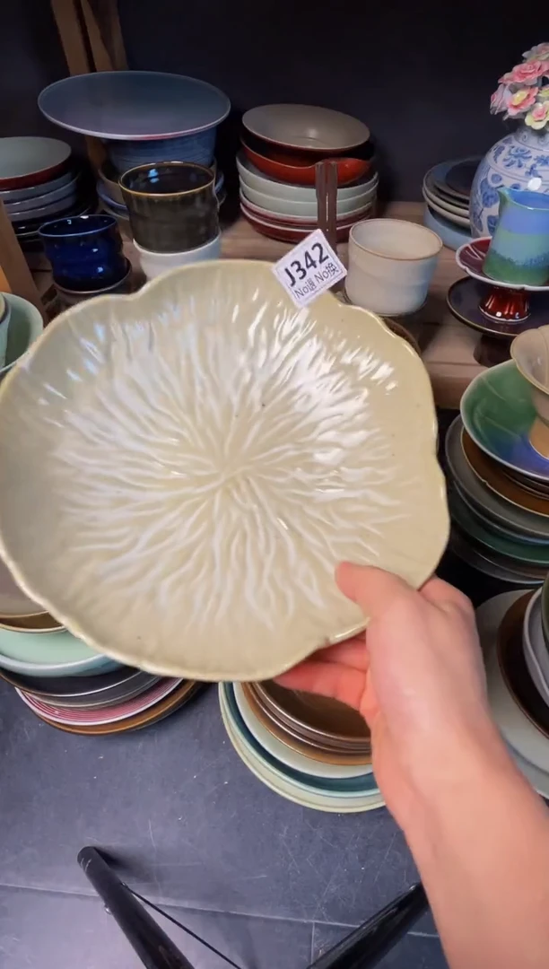 瓷片小*帽j342微瑕荷叶盘福利