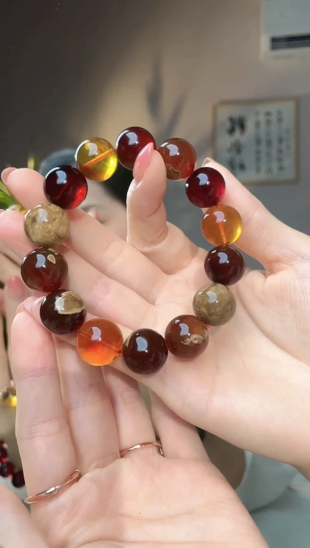 未镶嵌琥珀裸石独*男16+ 多宝圆珠手串