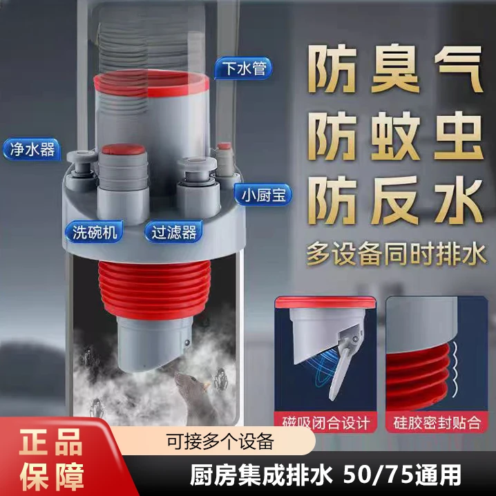 鲸奇|水槽排水防臭防反水前置洗碗机密封净水器厨房集成下水器
