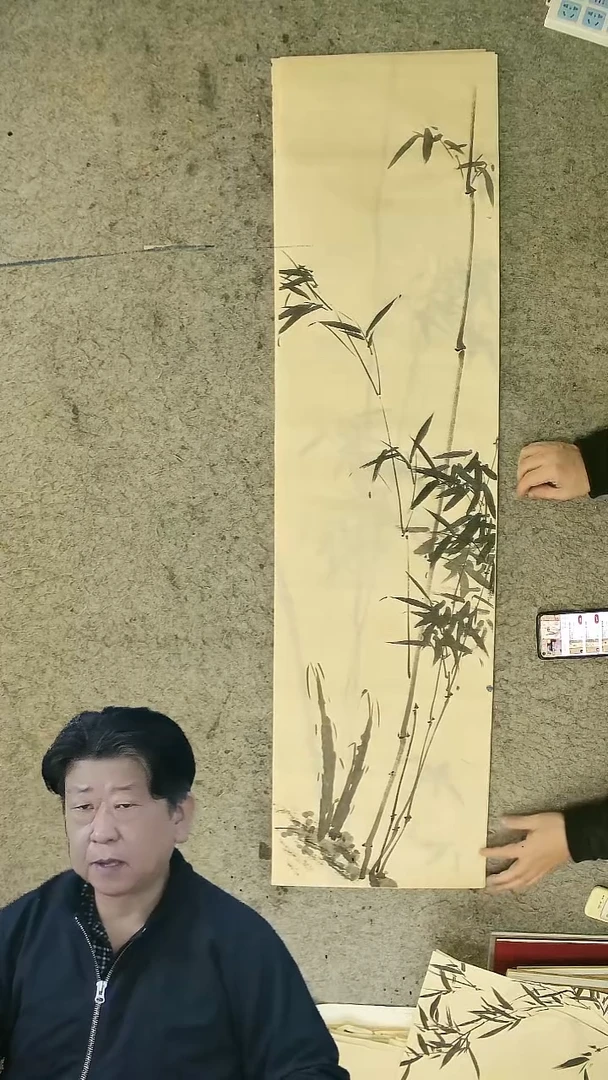 国画四尺对开  墨竹条屏 34*138cm