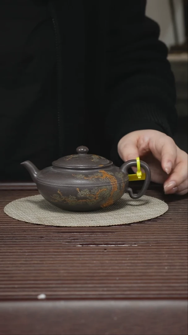 茶壶紫砂T360 老青灰 线圆 220cc